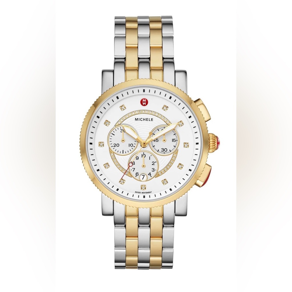 Michele Women's Sport Sail Diamond Accent Two-Tone Bracelet Watch